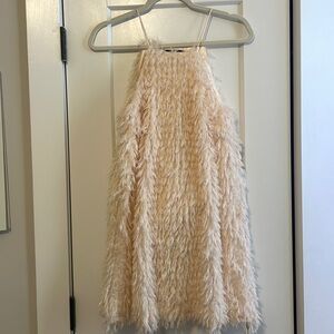 Fab’Rik feather shimmery dress